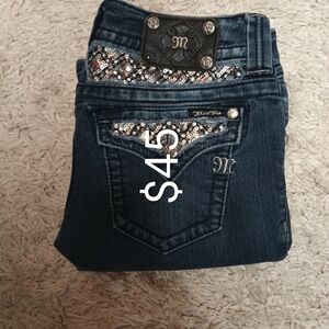 Women's Blue Jeans with Sequin Detail